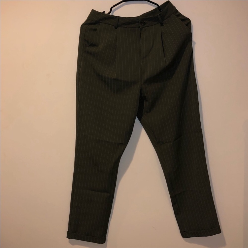 Forever 21 olive striped trousers